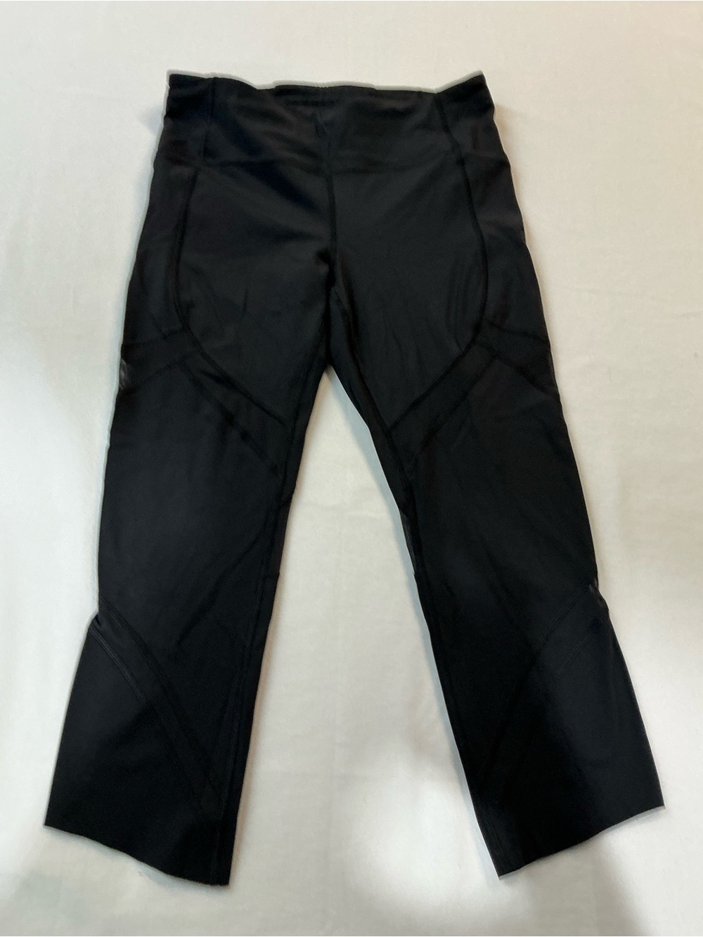 Lululemon Black Crop Leggings Size 8 Mesh Panel High Rise